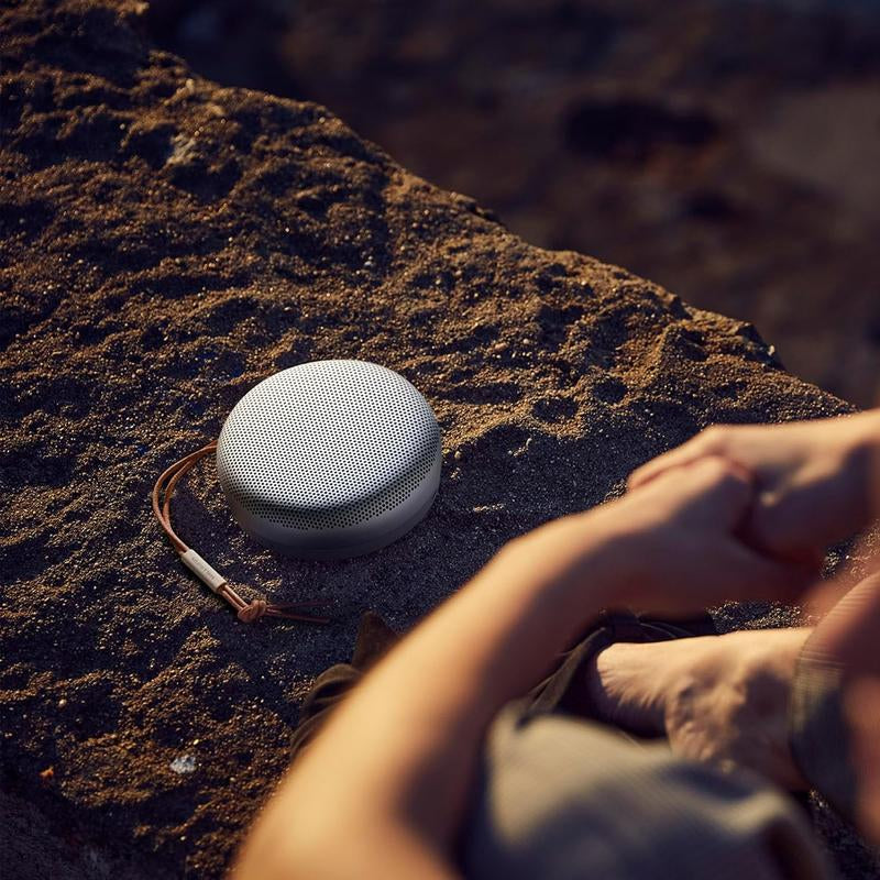 Experience Immersive Sound Anywhere with the Beosound A1 (2nd Generation) Waterproof Bluetooth Speaker in Grey Mist